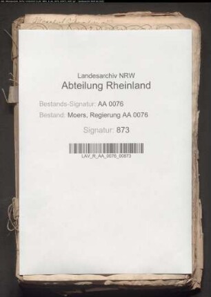 Verbesserung und Verkürzung der Justiz im Fürstentum Moers