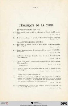 Céramique de la Chine (Nr. 7-34bis)
