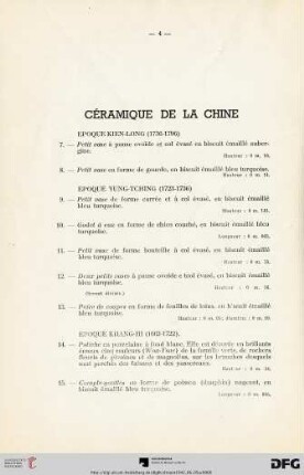 Céramique de la Chine (Nr. 7-34bis)
