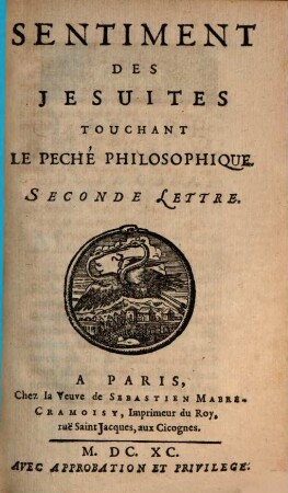 Sentiment des Jésuites, touchant le péché philosophique, 2. Seconde lettre