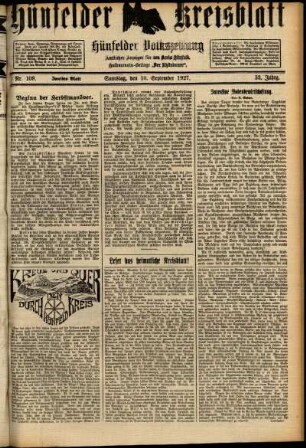 Zweite Ausgabe vom Samstag, den 10. September 1927.