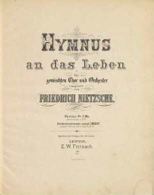 Hymnus an das Leben : für gem. Chor u. Orchester