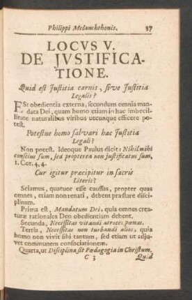 Locus V. De Justificatione.