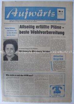 Betriebszeitung des VEB Chemiefaserwerk "Friedrich Engels" Premnitz zur Vorbereitung der Volkskammerwahlen