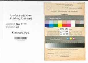 Entnazifizierung Paul Koslowski , geb. 20.07.1918 (Polizist)