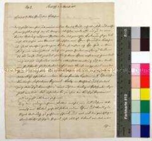 Brief Johann David Enke an seine Verlobte Charlotte Emilie Kattner aus Rochlitz über die Marschroute und seine Postadresse