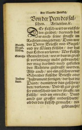 Von der Peen des falschen. Articulus. ix.