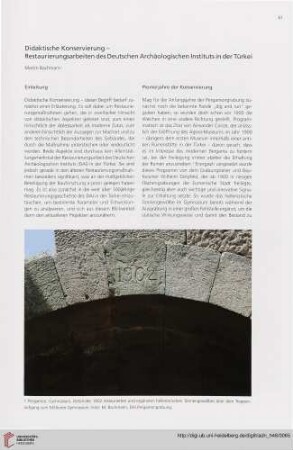 Didaktische Konservierung - Restaurierungsarbeiten des Deutschen Archäologischen Instituts in der Türkei