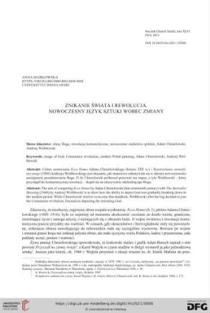 Znikanie świata i rewolucja : nowoczesny język sztuki wobec zmiany