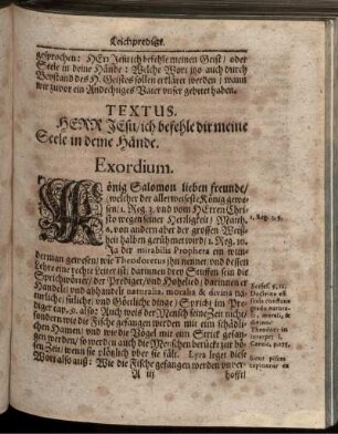 "Textus" und "Exordium"