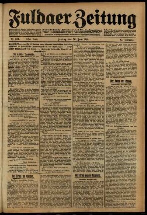 Erste Ausgabe vom Freitag, den 30. Juni 1916.