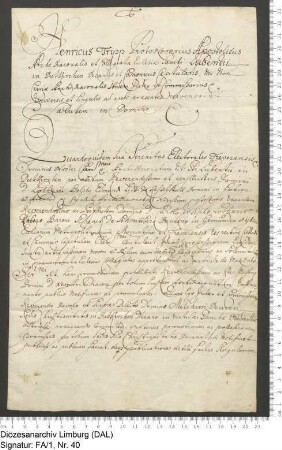 Promulgation der Besitzergreifung des Archidiakons durch Karl J. L. Schenk zu Schmidtberg