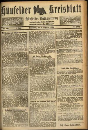 Zweite Ausgabe vom Donnerstag, den 04. Dezember 1930.