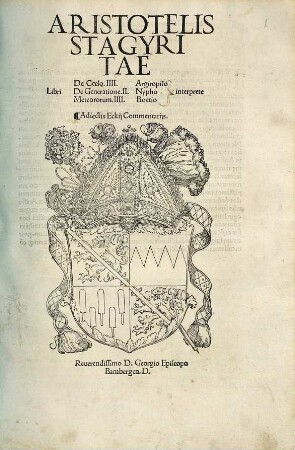 Aristotelis Stagiritae Libri De Coelo IIII.