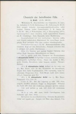 Übersicht der betreffenden Fälle.