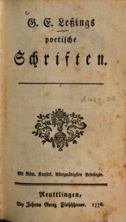 G.E. Leßings poetische Schriften