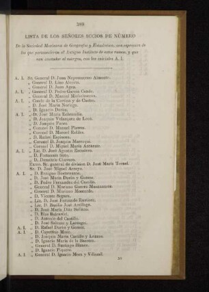 Lista de los Senores Socios de Numero