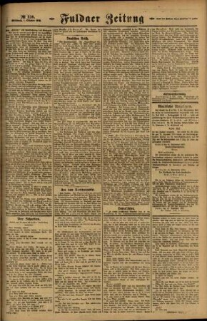 Zweite Ausgabe vom Mittwoch, den 01. Oktober 1919.