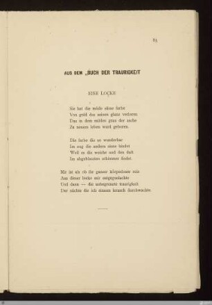 Aus dem "Buch der Traurigkeit" / Leopold zu Andrian-Werburg