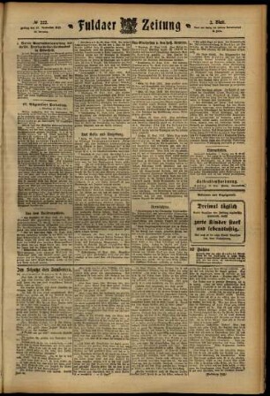 Zweite Ausgabe vom Freitag, den 27. September 1912.