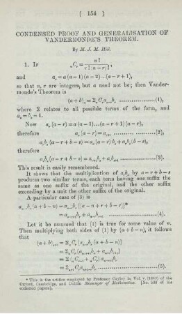 Condensed prof and generalisation of vandermonde´s theorem.