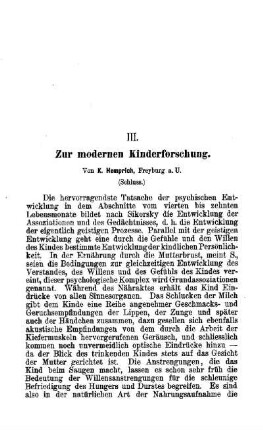 Zur modernen Kinderforschung : (Schluss)