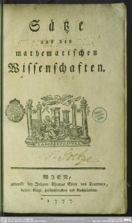 Sätze aus den mathematischen Wissenschaften