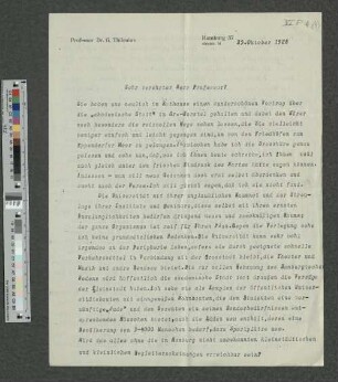 Brief an Fritz Schumacher