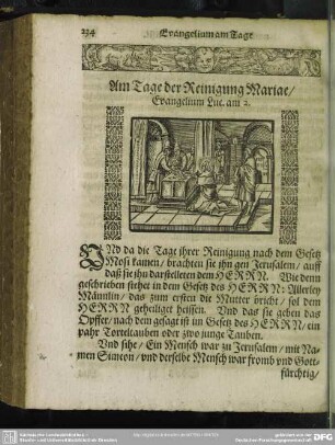 Am Tage der Reinigung Mariae, Evangelium Luc. am 2.