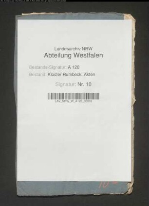 Kloster Rumbeck ./. Johann Kerstings in Oestereiden betr. Ländereien.