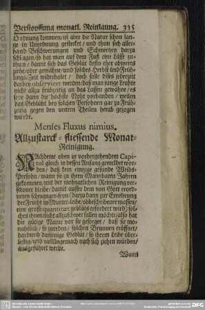 Mense Fluxus nimius. Allzustarck-fliessende Monat-Reinigung