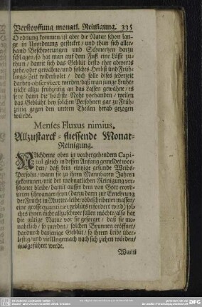 Mense Fluxus nimius. Allzustarck-fliessende Monat-Reinigung