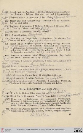 Stiche, Lithografien etc. aller Art (Nr. 643-688)