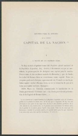Apuntes para el estudio de la cuestión Capital de la Nación