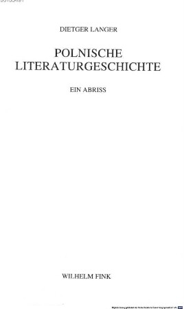 Polnische Literaturgeschichte : ein Abriss