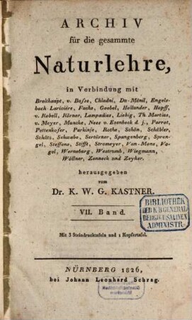 Archiv für die gesammte Naturlehre. 7. 1826