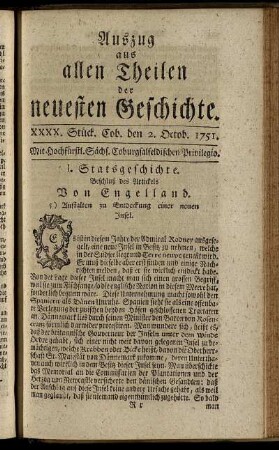 XXXX. Stück. Cob. den 2. Octob. 1751.