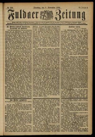 Ausgabe vom Dienstag, den 08. November 1892.