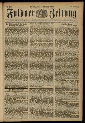 Ausgabe vom Dienstag, den 08. November 1892.