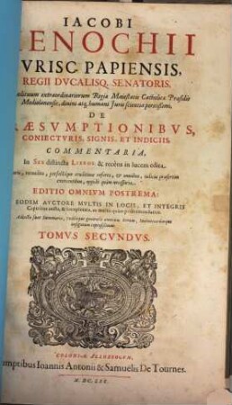 De Praesumptionibus coniecturis, signis et indiciis commentaria, 2