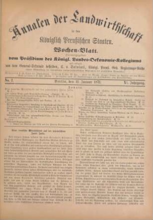 No. 2. Berlin, den 11. Januar 1871. XI. Jahrgang.