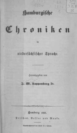 Hamburgische Chroniken in niedersächsischer Sprache