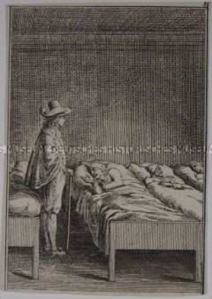 Besuch eines vornehm gekleideten Mannes im Krankenzimmer