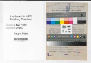 Entnazifizierung Peter Toups , geb. 22.02.1887 (Lokfuehrer)