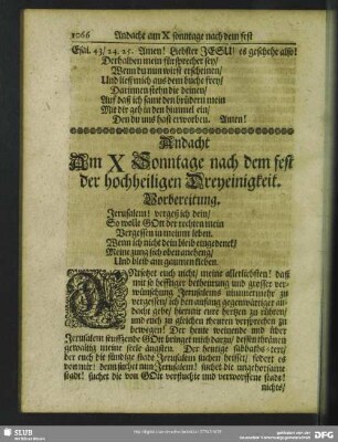 Andacht Am X Sonntage nach dem fest der hochheiligen Dreyeinigkeit