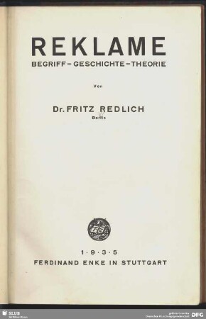 Reklame : Begriff, Geschichte, Theorie