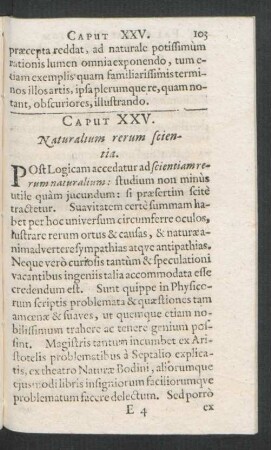 Caput XXV. Naturalium rerum scientia.