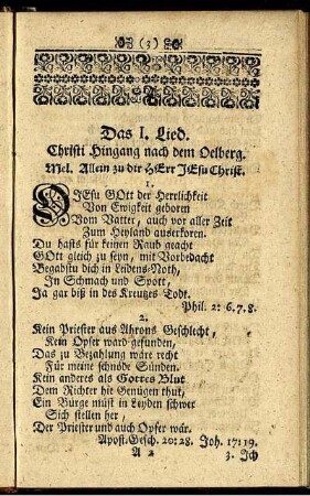 Das I. Lied. Christi Hingang nach dem Oelberg.