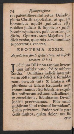 Erotema XXXIX. An judicium finale spectet etiam ad misericordiam DEI?
