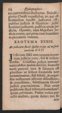 Erotema XXXIX. An judicium finale spectet etiam ad misericordiam DEI?